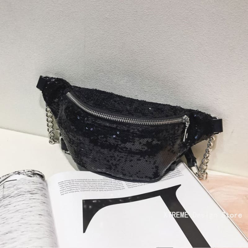 apercu sac banane sequin noir femme