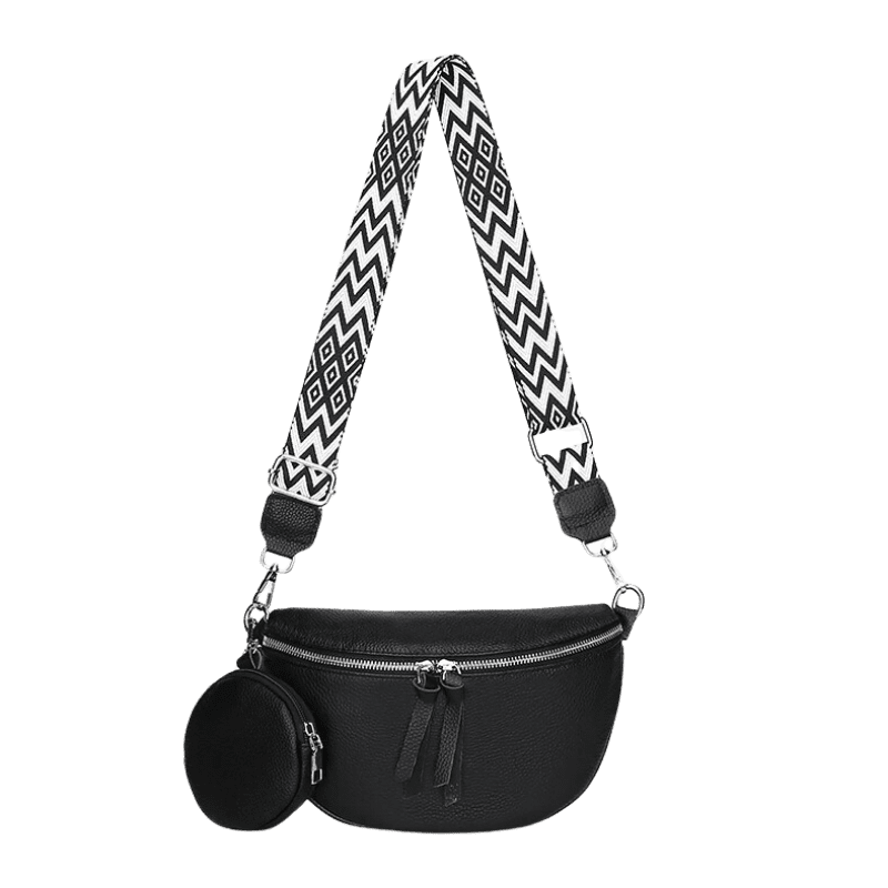 sac banane femme cuir noir