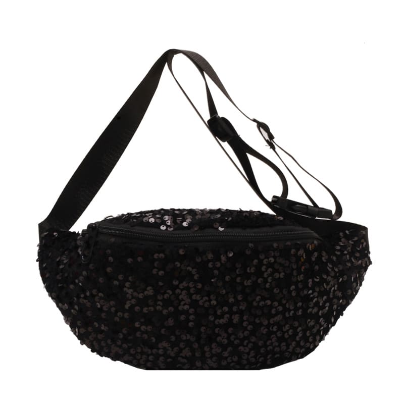 sac banane femme noir paillette