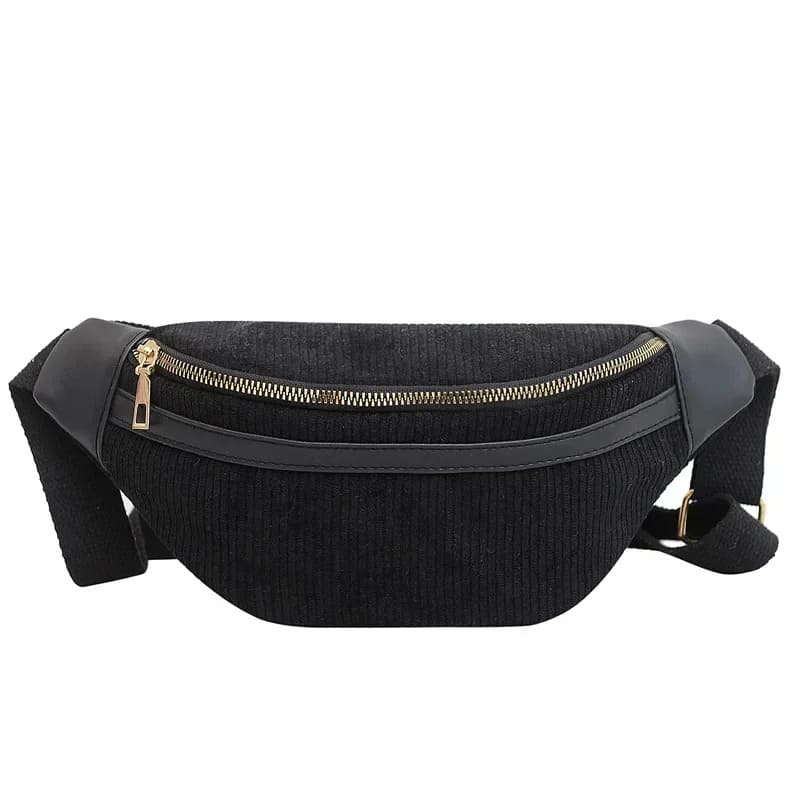 sac banane velours cotele femme noir