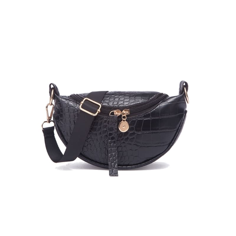 sac banane croco noir